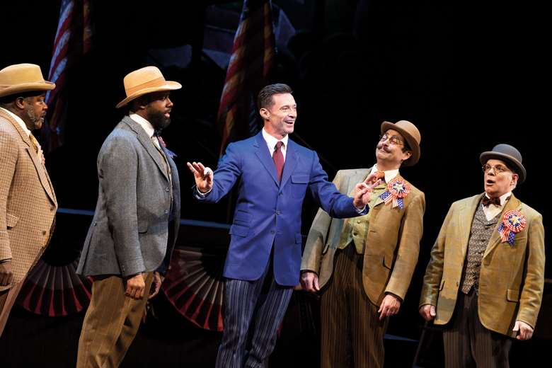 Hugh Jackman in the 2022 Broadway revival of The Music Man (photography: Joan Marcus / Julieta Cervantes)