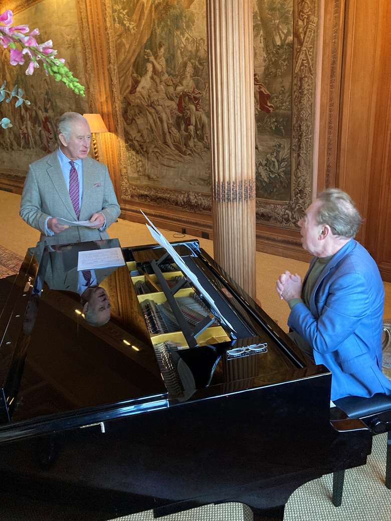 HM King Charles III with Andrew Lloyd Webber (Image credit – Sir Clive Alderton)